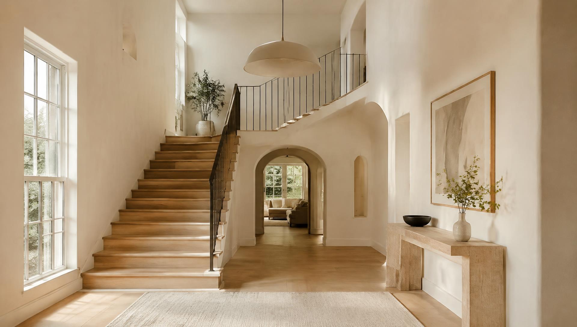 Entry hall with white oak staircase